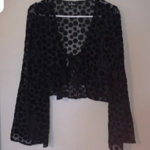 Lulus polka dot tie front mesh top